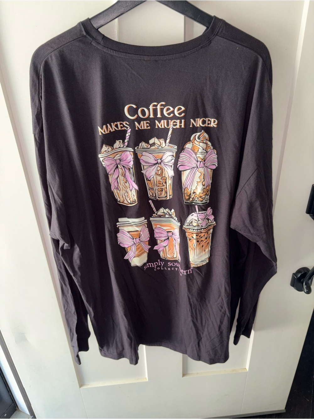 Simply Southern Coffee Makes Me Nicer Tee Women’s Large Black T-shirt New XXL 2X - Picture 7 of 9